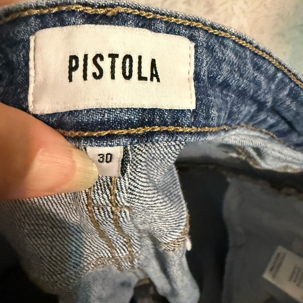 Pistola Demin Dark Blue Straight Leg Mid Rise, Distressed Jeans, Sz 30 X 26 - Picture 7 of 9